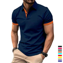 Load image into Gallery viewer, Men's Polo Shirt Short Sleeve Casual Slim Fit Color Blocking T-shirts England Style Streetwear Polos for Men's Fashion
