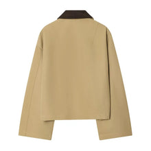 Load image into Gallery viewer, Women's Short Trench Coat with Contrast Collar New Spring Turn Down Collar Long Sleeve Button Women Coats Chic Female Jackets
