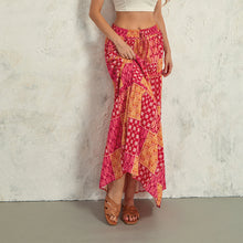 Load image into Gallery viewer, Women's Bohemian Skirts Vintage Elastic High Waist A-Line Skirts Tiered Long Skirts with Pockets
