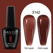 Load image into Gallery viewer, NAILCO 15ml Colorful Jelly Gel Nail Polish Gorgeous Color HEMA TPO FREE Soak Off UV LED Semi Permanent Long Wear Gel Varnish
