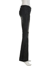 Load image into Gallery viewer, Women's Jeans  New American Retro Street Style Plant Print Washed Vintage Low-Rise Flare Pants Trendy Versatile
