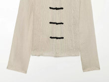 Load image into Gallery viewer, Women Trendy Sexy Striped Shirts Summer Female Chic Rope Buttons Sheer Shirts Lady High Street Elegant Long Sleeve Blouse Tops
