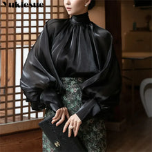 Load image into Gallery viewer, Elegant Chiffon Lantern Sleeve Blouse
