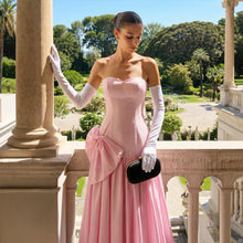 Load image into Gallery viewer, Sharon Said Women' s Elegant Evening Party Dress with Gloves 2026 Simple Wedding Birthday Prom Gowns with Bow SF167 Customized
