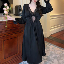 Load image into Gallery viewer, Female Long Nightdress Retro French Court Style Princess Nightgown Sleepwear Spring Summer Loose Rayon Home Clothes Lounge Wear
