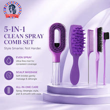 Load image into Gallery viewer, 5Pcs Hair Care Styling Kit All-in-One with Spray Comb, Scalp Massage Brush, Rat Tail Comb &amp; Edge Brushes for Home Salon Use
