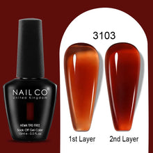 Load image into Gallery viewer, NAILCO 15ml Colorful Jelly Gel Nail Polish Gorgeous Color HEMA TPO FREE Soak Off UV LED Semi Permanent Long Wear Gel Varnish
