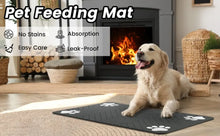 Load image into Gallery viewer, Pet Feeding Mat-Absorbent Pet Placemat Rubber Backing Quick Dry Water Mat for Dog Cat for Food and Water Bowl with Waterproof
