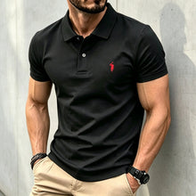 Load image into Gallery viewer, Men Solid Color Polo Shirt Regular Fit Business Casual Short Sleeve Tops With Small Horse Embroidery Chest Print men shirts
