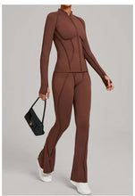 Load image into Gallery viewer, New Gym Yoga Outfit for Women Zipper Long Sleeve Fitness Suit Daily Casual Running Fitness Sportswear Two-Piece Sets Coat+Pants
