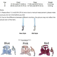 Load image into Gallery viewer, Pet Accessories Adjustable Pet Harness Cute Bow Breathable Dog Chest Strap Escape-Proof Comfort Cat Leash for Dogs Puppy Rabbit
