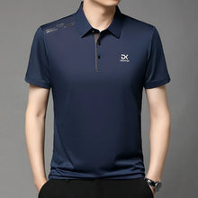 Load image into Gallery viewer, Men's Business Casual Short Sleeve Polo Shirt Solid Color with Badge Fashionable Breathable Comfortable Versatile Business Top
