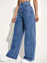 Load image into Gallery viewer, Fashion retro blue jeans women y2k High street baggy straight pants High waisted all-in-one slim pants
