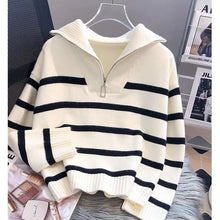 Load image into Gallery viewer, Sweater Pullover Women Spring and Autumn Underwear 2026 New Zipper Stripe Underlay Short Style Popular Premium Sweater Female
