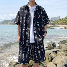 Load image into Gallery viewer, Summer Men's Tracksuit Sets Fashion Print Chinese Style Short Sleeeve Sports Casual Set Men Beach Suits Streetwear Shirts+Shorts
