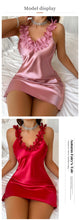 Load image into Gallery viewer, Lace Silk Satin Nightdress for Women Nightgown Summer Contrast Sensual Deep V Backless Split Slip Sleep Dress Pajamas
