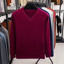 Load image into Gallery viewer, New Sweatwear Men's V Neck Basic Solid Color Sweaters Round Neck Elastic Pullovers Warm Autumn Knitted Oversized Sweater Men
