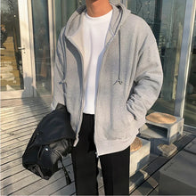 Load image into Gallery viewer, High Street Hoodie Men Solid Color Zip Up Long Sleeve Loose Jacket Coats Casual Hooded Sweatshirt Y2K Fashion Outdoor Clothes

