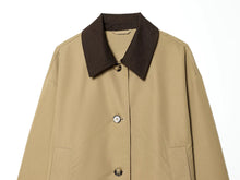 Load image into Gallery viewer, Women's Short Trench Coat with Contrast Collar New Spring Turn Down Collar Long Sleeve Button Women Coats Chic Female Jackets
