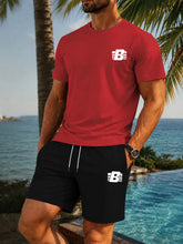 Load image into Gallery viewer, Men's 2-Piece Tracksuit Casual Sportswear Set Short Sleeve T-Shirt + Shorts Quick Dry Breathable Gym Fitness Running Outfit
