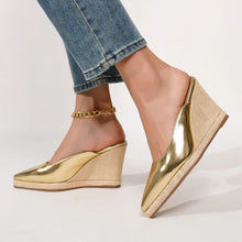 Load image into Gallery viewer, Fashion High Heels for Woman Gold Black Silver Elegant Women Shoes Luxury Handmade Weaving Lightweight Female Mules Slippers
