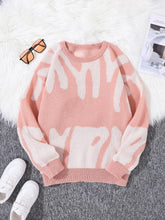 Load image into Gallery viewer, Geometric Knit Contrast Pullover Sweater
