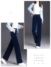Load image into Gallery viewer, Women's pants with many reviews flared pants ice silk pants wide leg pants, high waisted blue loose straight leg pants 6XL
