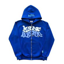 Load image into Gallery viewer, Hooded zipper hoodie with retro American-style letters, unisex, suitable for pairing with a millennial-style jacket
