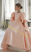 Load image into Gallery viewer, Elegant Girls Wedding Party Dress Satin Flower Girl Dress Bows Half Sleeves Formal Gala Dresses for Bridesmaid Dress Wholesale
