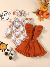 Load image into Gallery viewer, Baby Girls’ Pumpkin Halloween 3-Piece Outfit Set

