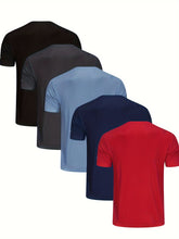 Load image into Gallery viewer, 5 Pack Men T-Shirts Gym T-Shirts For Men Muscle Men's T-Shirts Fitness Shirts For Men Athletic T-Shirts Breathable Activewear Shirts Work Shirt Shirts Multipack Shirts For Cycling
