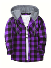 Load image into Gallery viewer, Hooded Plaid Shirt Jacket
