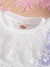 Load image into Gallery viewer, Girls’ Elegant Lace-Collar Top &amp; Suspender Skirt Set
