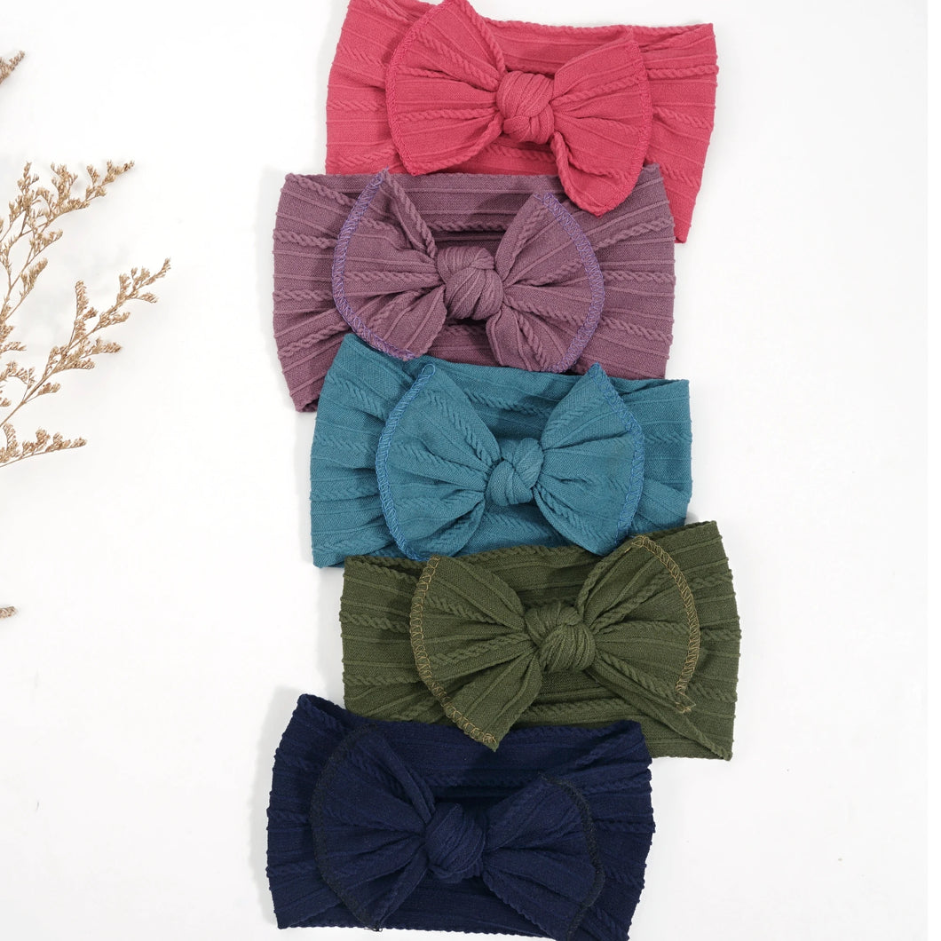 5Pcs Newborns Nylon Headbands Hair Bows Super Stretchy Knotted Turbans for Baby Girls Newborn Infant Toddlers Kids