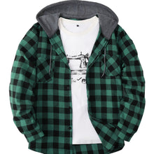 Load image into Gallery viewer, Hooded Plaid Shirt Jacket
