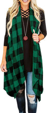 Load image into Gallery viewer, Womens Plaid Open Front Sweaters Sleeveless Duster Cardigans Drape Lightweight Vest Coat with Pockets
