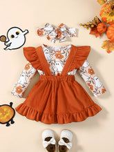 Load image into Gallery viewer, Baby Girls’ Pumpkin Halloween 3-Piece Outfit Set
