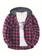 Load image into Gallery viewer, Hooded Plaid Shirt Jacket
