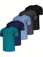 Load image into Gallery viewer, 5 Pack Men T-Shirts Gym T-Shirts For Men Muscle Men's T-Shirts Fitness Shirts For Men Athletic T-Shirts Breathable Activewear Shirts Work Shirt Shirts Multipack Shirts For Cycling
