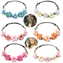 Load image into Gallery viewer, 6 PCS Flower Crown for Women Girls Flower Headbands Flower Girl Headpiece Bride Bridesmaid Wedding Headdress Boho Flower Head Ba
