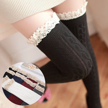 Load image into Gallery viewer, Fashion Slim Stocking Women Warmer Twist Full Cotton Knee Socks Jacquard High Lace Splicing Socks Tube Socks Knee Socks
