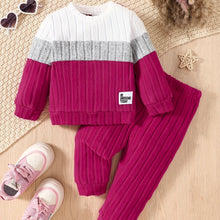 Load image into Gallery viewer, Baby Girl Color-Block Knit Two-Piece Winter Set
