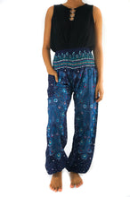 Load image into Gallery viewer, Blue PEACOCK Women Boho Pants Hippie Pants Yoga Pants
