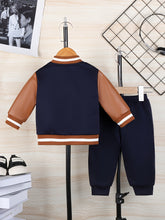 Load image into Gallery viewer, Baby Boys’ Monogram Baseball Jacket &amp; Pants Set
