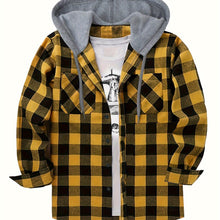 Load image into Gallery viewer, Hooded Plaid Shirt Jacket
