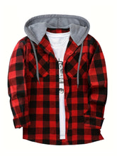 Load image into Gallery viewer, Hooded Plaid Shirt Jacket
