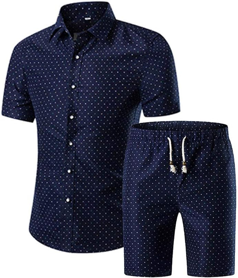 Men'S 2 Piece Tracksuits Floral Hawaiian Sweat Suit Casual Short Sleeve Shirt and Shorts Suit Set Sports Outfit