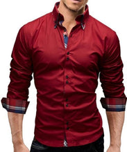 Load image into Gallery viewer, Mens Slim Fit Dual Collar Look Button Front Shirt
