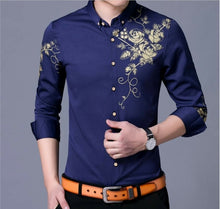 Load image into Gallery viewer, Mens Button Front Shirt with Floral Design
