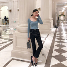 Load image into Gallery viewer, LIN tight jeans new street trendy wind, small waist street trend line
